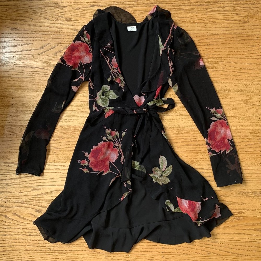 Black Floral Wilfred Wrap Dress